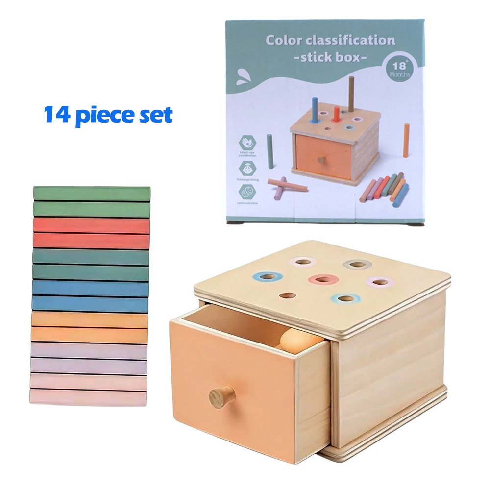 Wooden Color Shape Sorting Toys Drawer Box Busy Board Matching Game Fine Motor Sensory Toys Montessori Learning For Baby Gifts
