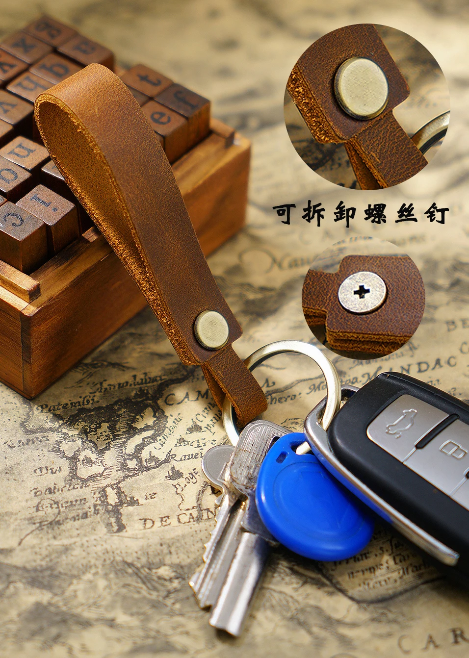 Premium Top Grain Leather Keychain for Audi/VW Cars - Luxury Genuine Leather Keyring Unisex Minimalist Creative Gift Accessory