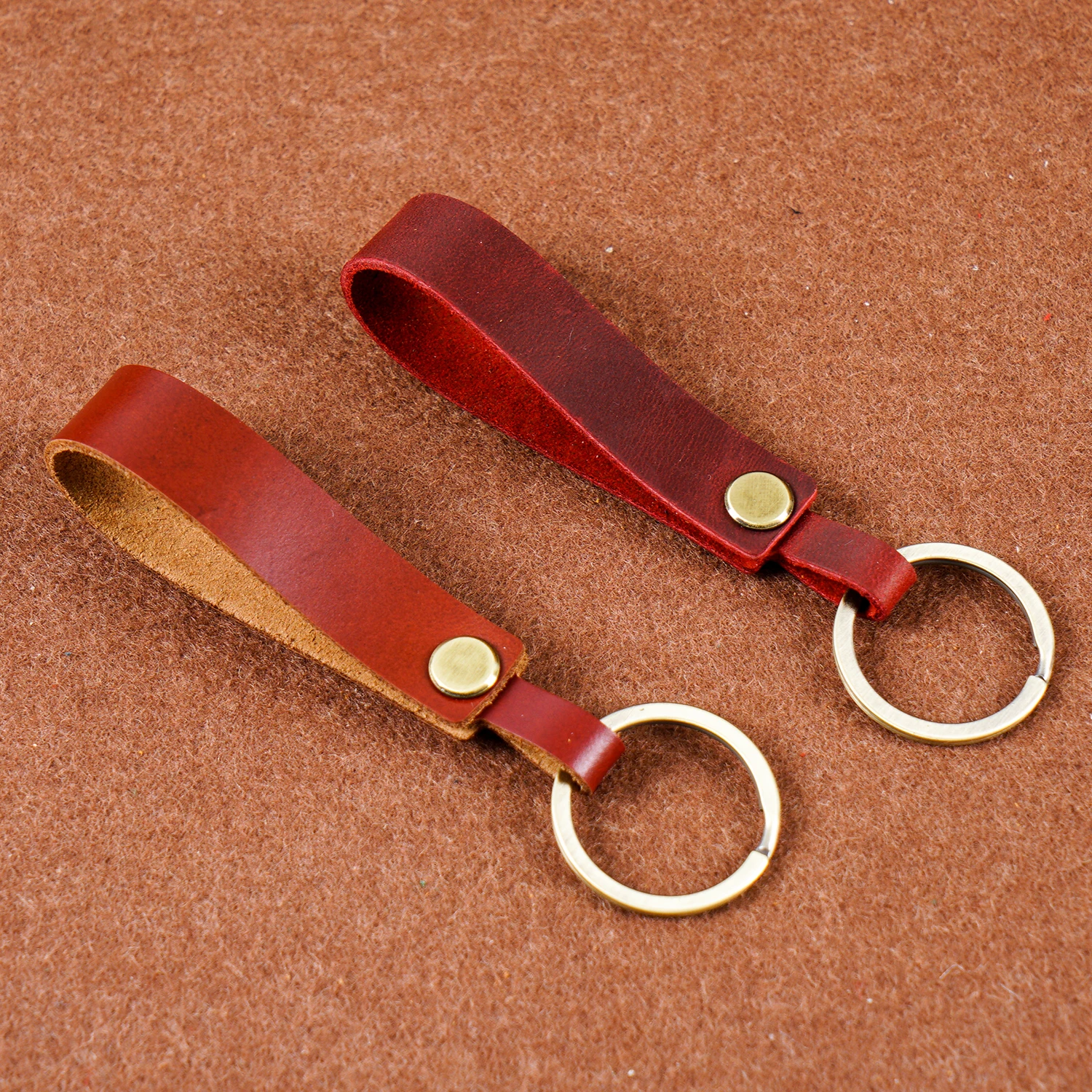 Premium Top Grain Leather Keychain for Audi/VW Cars - Luxury Genuine Leather Keyring Unisex Minimalist Creative Gift Accessory