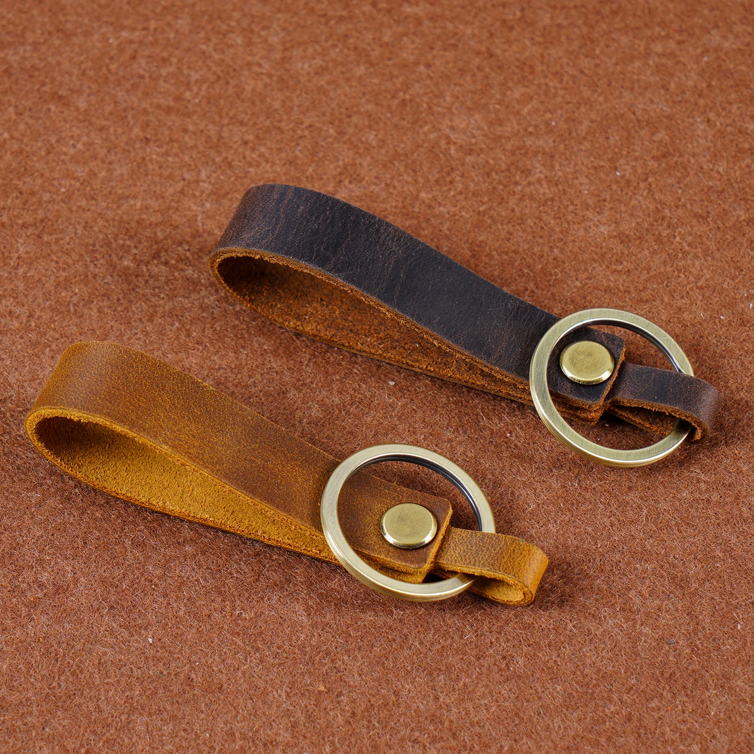 Premium Top Grain Leather Keychain for Audi/VW Cars - Luxury Genuine Leather Keyring Unisex Minimalist Creative Gift Accessory