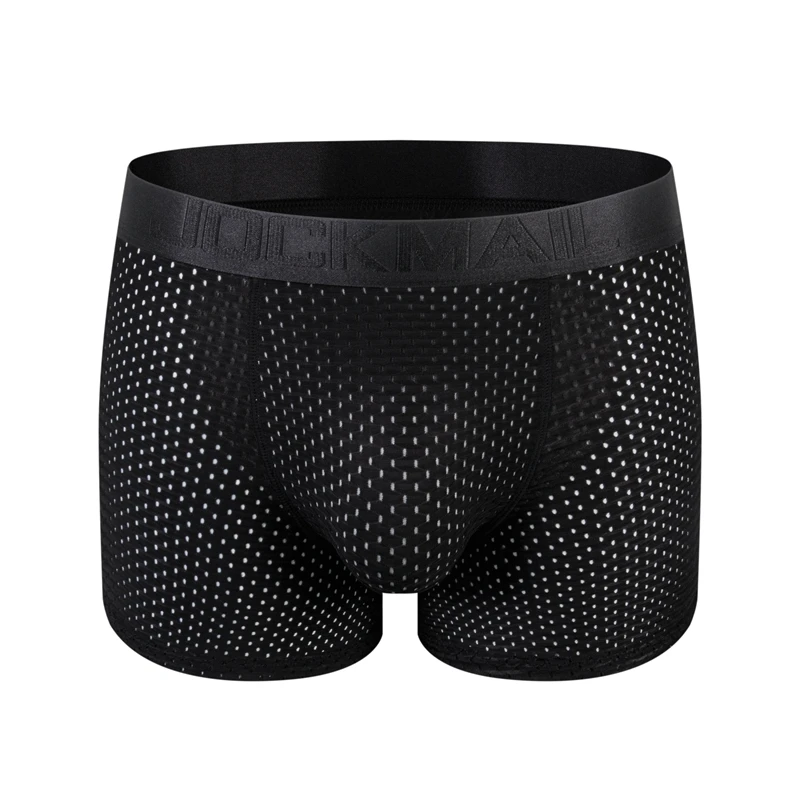 Men's Sexy Fashion Ice Mesh Breathable Butt Lift Boxer Briefs Underwear Padded Underwear Boxer with Hip Pad Buttocks Boxer Trunk