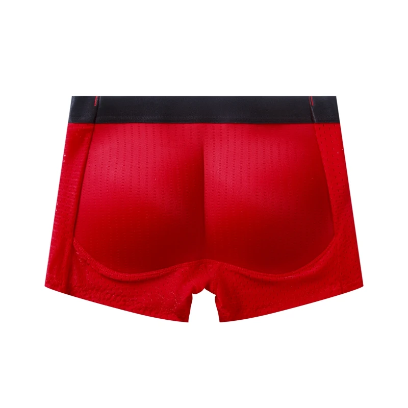 Men's Sexy Fashion Ice Mesh Breathable Butt Lift Boxer Briefs Underwear Padded Underwear Boxer with Hip Pad Buttocks Boxer Trunk