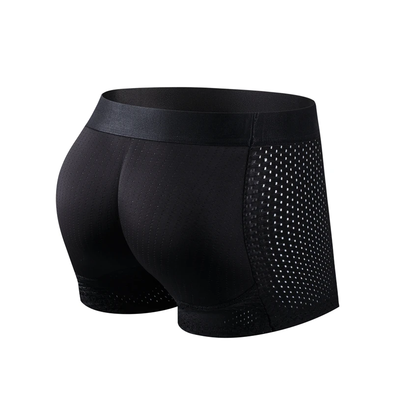Men's Sexy Fashion Ice Mesh Breathable Butt Lift Boxer Briefs Underwear Padded Underwear Boxer with Hip Pad Buttocks Boxer Trunk