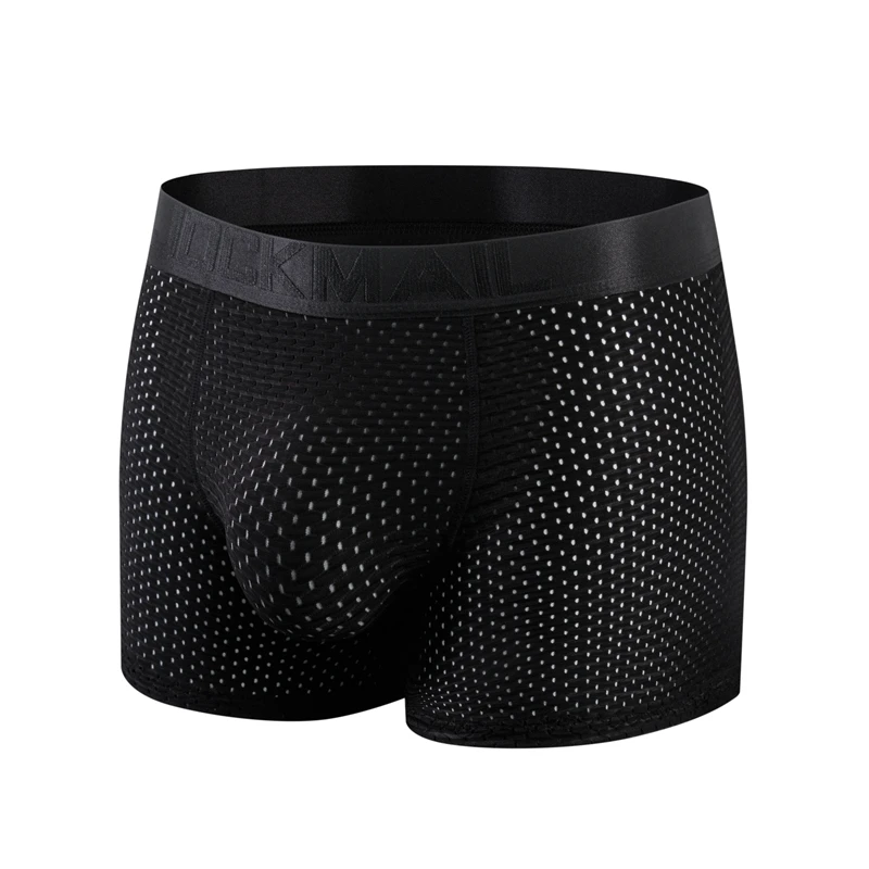 Men's Sexy Fashion Ice Mesh Breathable Butt Lift Boxer Briefs Underwear Padded Underwear Boxer with Hip Pad Buttocks Boxer Trunk