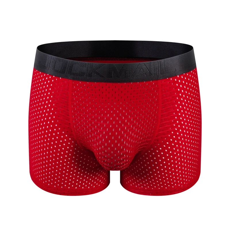 Men's Sexy Fashion Ice Mesh Breathable Butt Lift Boxer Briefs Underwear Padded Underwear Boxer with Hip Pad Buttocks Boxer Trunk
