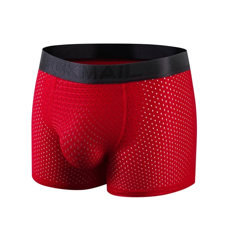 Men's Sexy Fashion Ice Mesh Breathable Butt Lift Boxer Briefs Underwear Padded Underwear Boxer with Hip Pad Buttocks Boxer Trunk