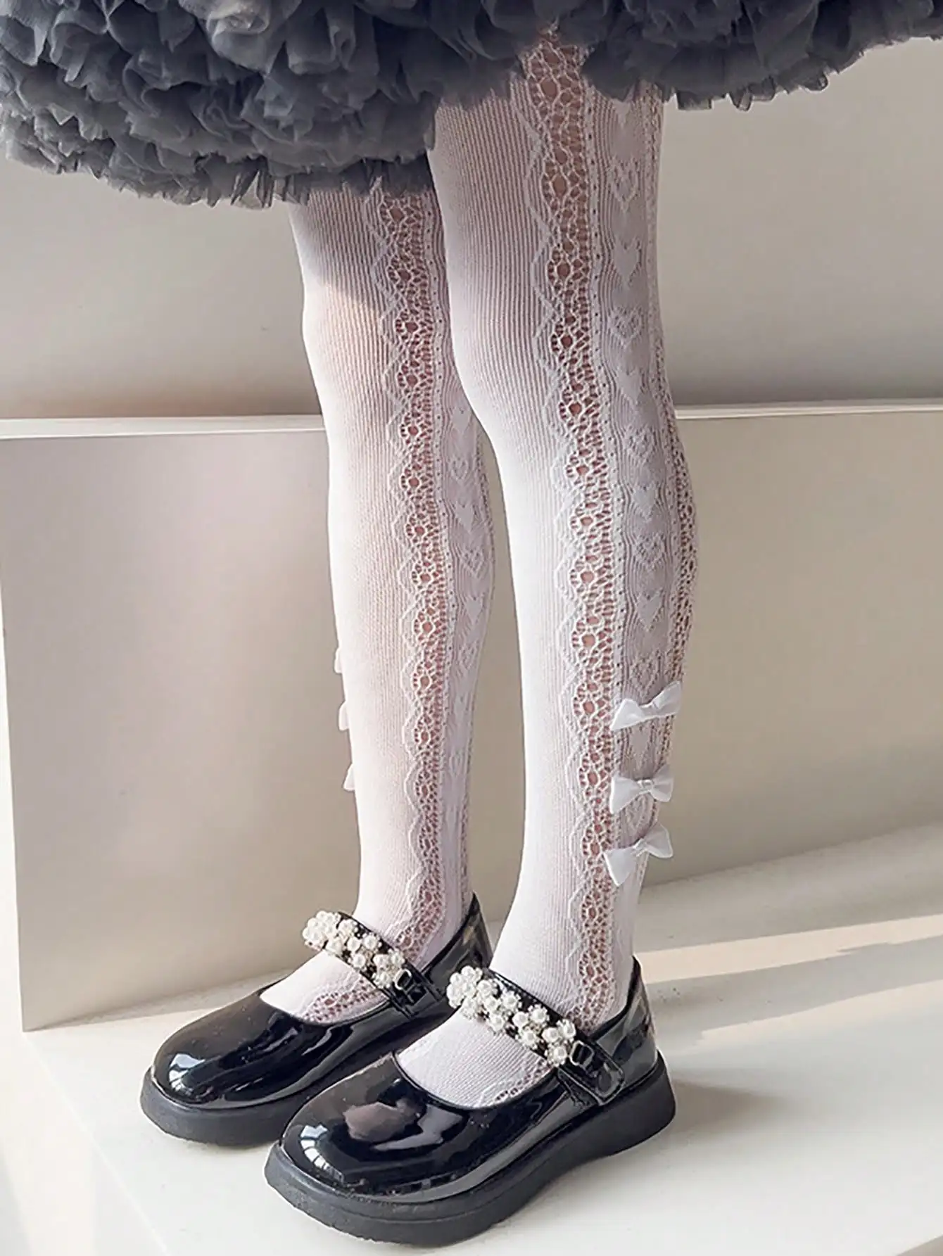 1-12Y Kids Fishnet Socks Girls Bowknot Side Heart Mesh Stockings Summer Children Lace Ankle Tights Toddler Party Cute Net Socks