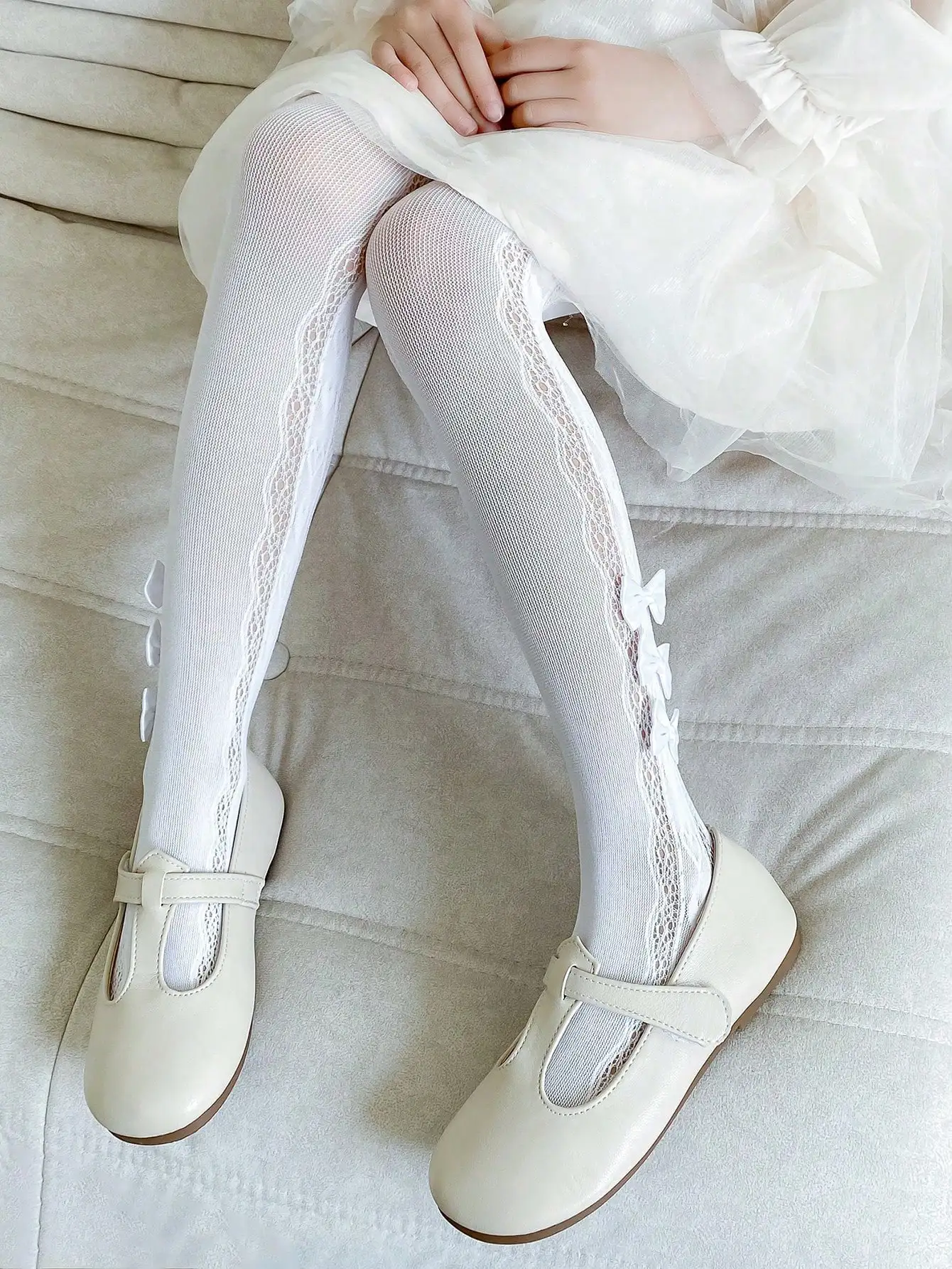 1-12Y Kids Fishnet Socks Girls Bowknot Side Heart Mesh Stockings Summer Children Lace Ankle Tights Toddler Party Cute Net Socks