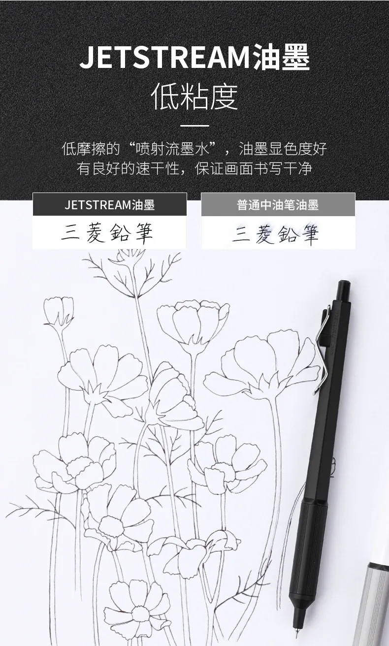 UNI Mitsubishi Jetstream SXN-1003 Metal Ballpoint Pen, 0.28/0.38mm Fine Point Writing High-end Black Oil Pen aesthetic papeleria