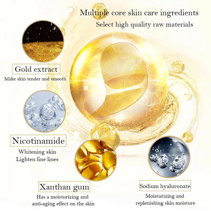10/20pcs Golden Crystal Collagen Eye Mask Anti Dark Circle Anti-Aging Moisturizing Pink Lip Mask Eyes Lips Travel Size Skin Care