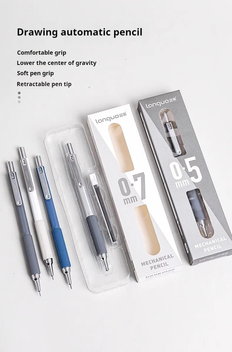 0.3 0.5 0.7 mm Mechanical Pencil Set Art Sketch Retractable Nib Low Gravity Automatic Pencil School Writing Pencil Stationery
