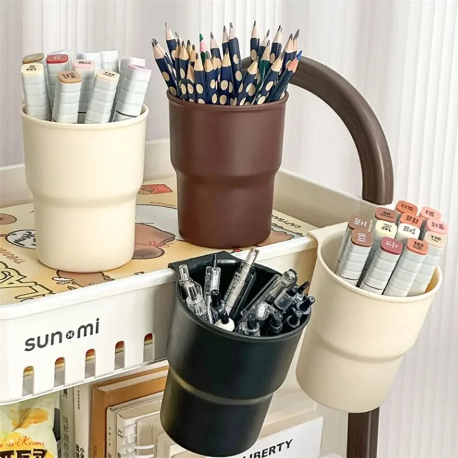 Plastic Hanging Pen Pencil Holder Portable Stationery Organizer Large Capacity Storage Box Multifunctional Cup Holder