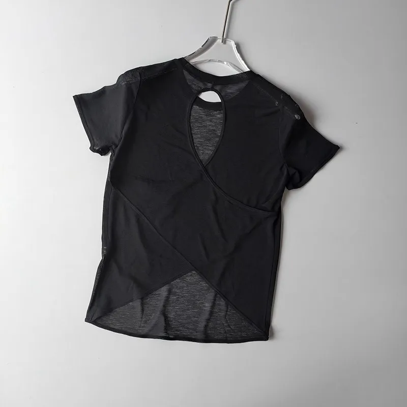 Women's Tight Sports T-shirt Quick Dry Short Sleeve Yoga T-shirt Pilates Fitting Fitness Back Hollow Out Running T-shirt