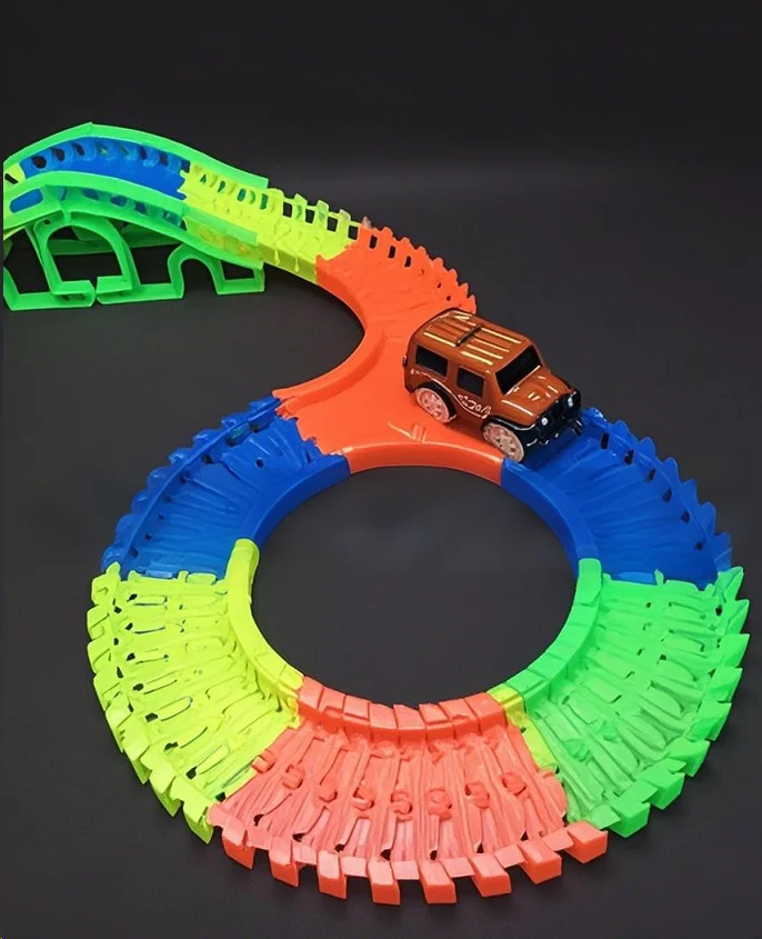 Children's Free Assembly Graphics Diy Electric Light Car Night Light Track Tunnel Overpass Intersection Accessories Toys