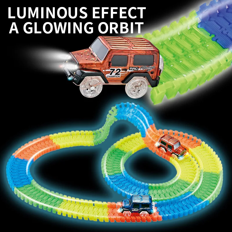 Children's Free Assembly Graphics Diy Electric Light Car Night Light Track Tunnel Overpass Intersection Accessories Toys