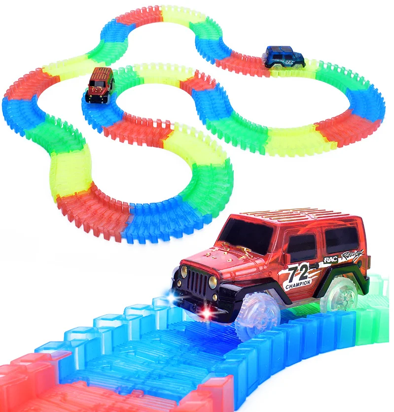 Children's Free Assembly Graphics Diy Electric Light Car Night Light Track Tunnel Overpass Intersection Accessories Toys