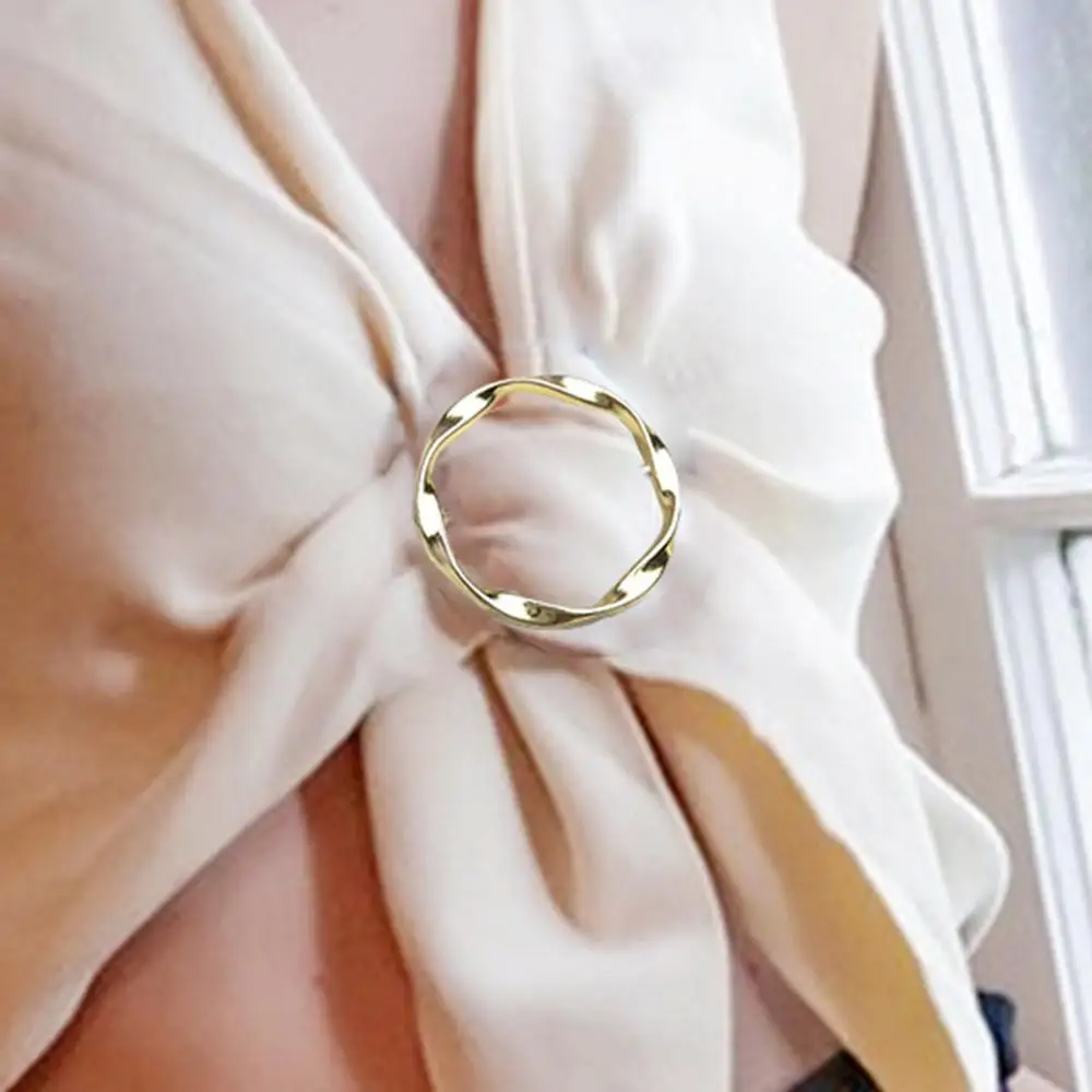 4pcs Metal Ring Waist Button Scarf Button Fashion Corner Hem Waist Knotted Brooches Women T-shirt Fixed Buckle Girl Decor