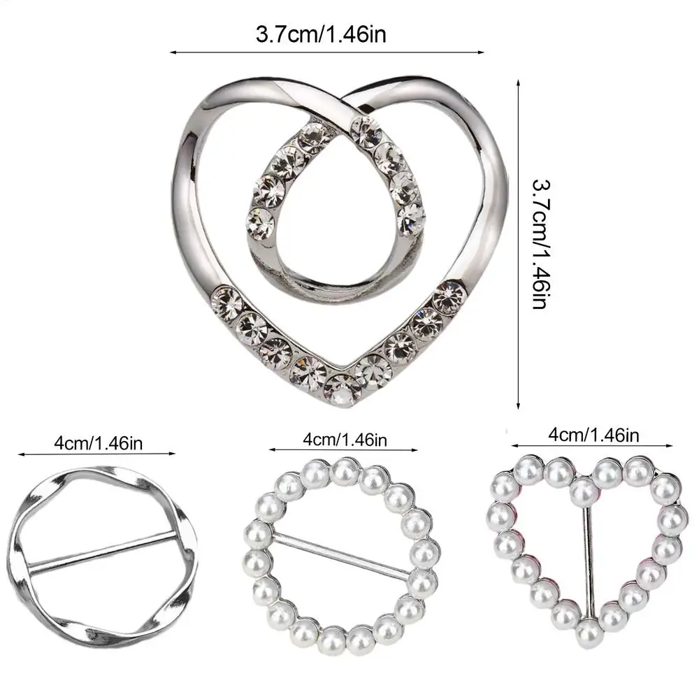 4pcs Metal Ring Waist Button Scarf Button Fashion Corner Hem Waist Knotted Brooches Women T-shirt Fixed Buckle Girl Decor