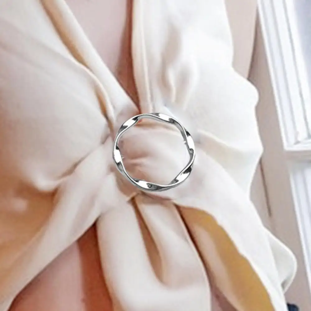4pcs Metal Ring Waist Button Scarf Button Fashion Corner Hem Waist Knotted Brooches Women T-shirt Fixed Buckle Girl Decor