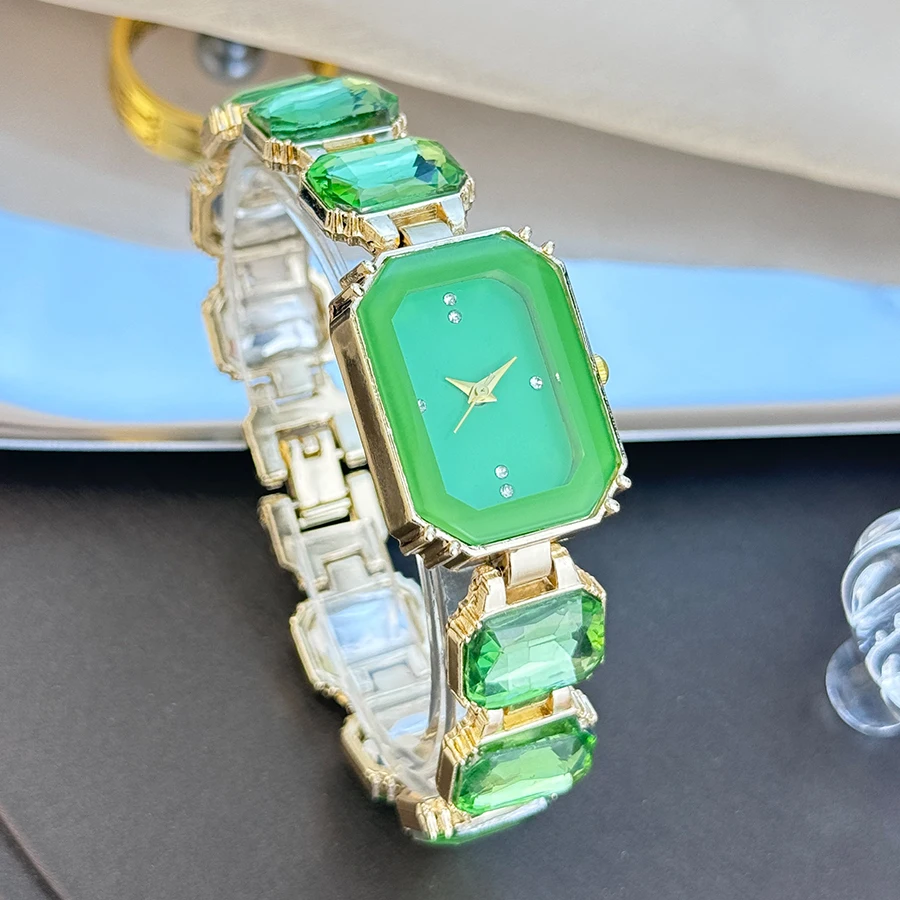 women's large section rhinestone chain rectangular color case rhinestone dial fashion European and American style ladies watch