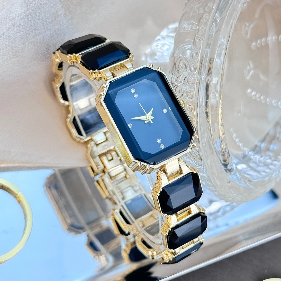 women's large section rhinestone chain rectangular color case rhinestone dial fashion European and American style ladies watch