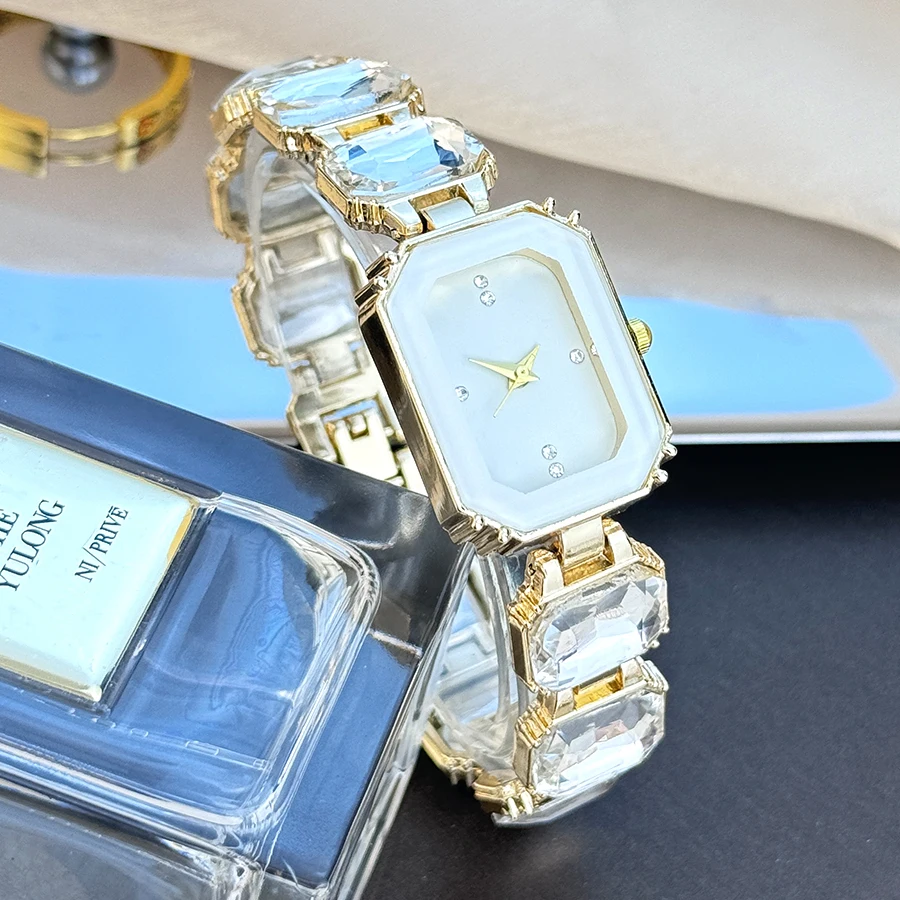 women's large section rhinestone chain rectangular color case rhinestone dial fashion European and American style ladies watch