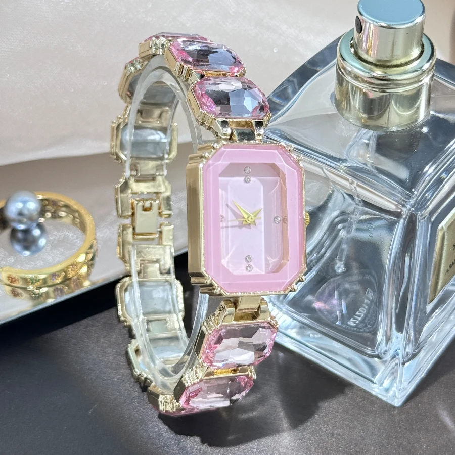 women's large section rhinestone chain rectangular color case rhinestone dial fashion European and American style ladies watch