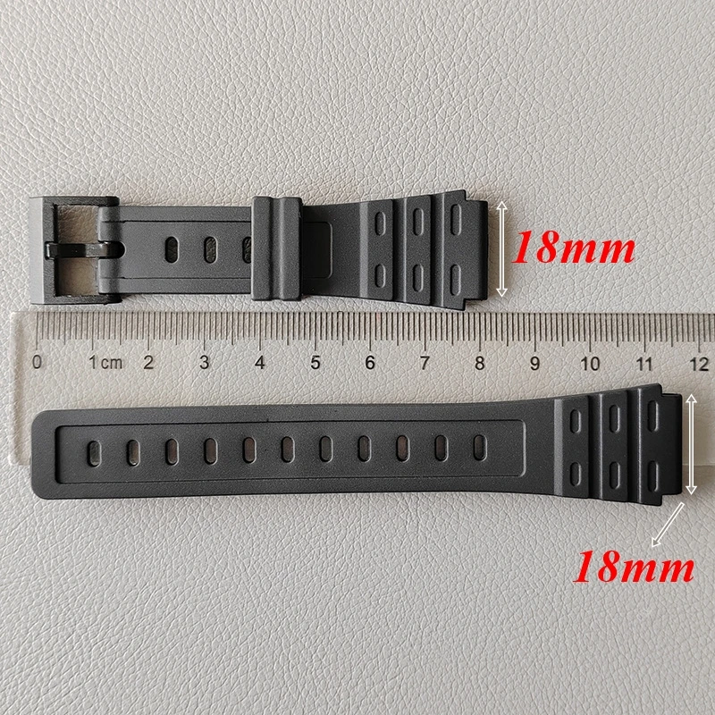 For Casio W-59 W-64 W-85 JC-30 Watch Strap 18mm PU Watchband Resin Wristband Replace Accessories Bracelet Men Women With Tool