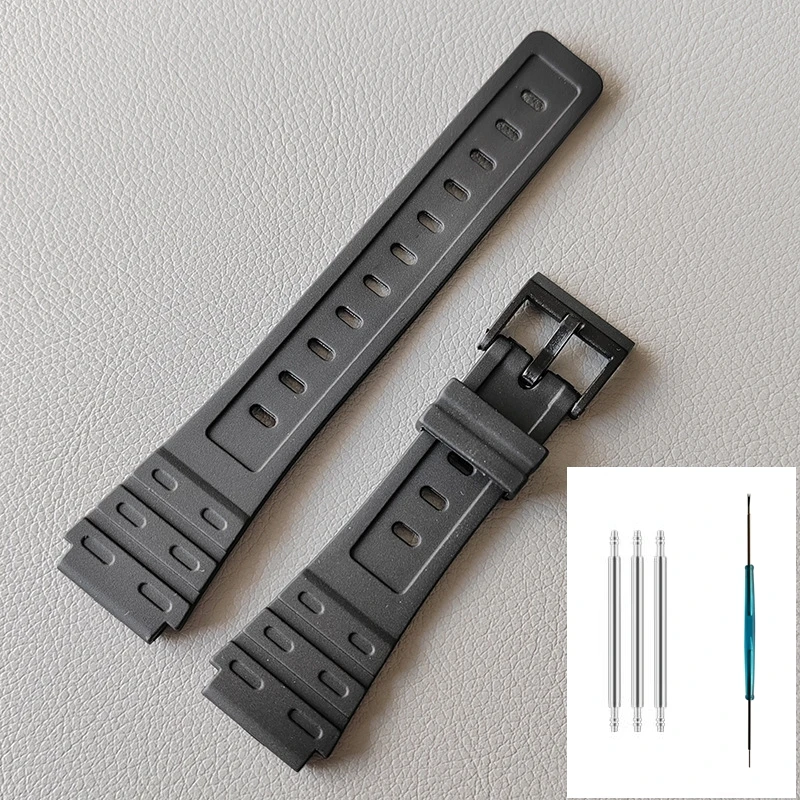 For Casio W-59 W-64 W-85 JC-30 Watch Strap 18mm PU Watchband Resin Wristband Replace Accessories Bracelet Men Women With Tool