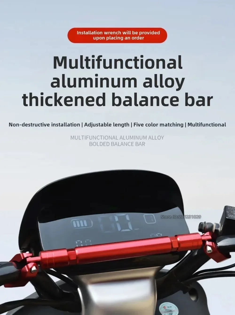 22mm Motorcycle Handlebar Handle Grip Adjustable Crossbar Balance Bracket Steering Wheel Reinforce Replacement Rod Expansion