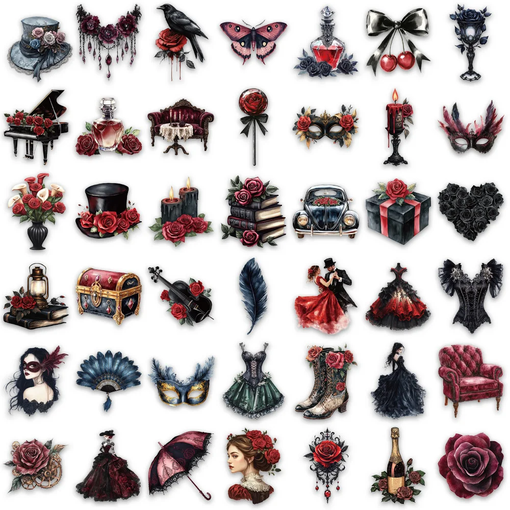 50PCS Masked Ball Graffiti Stickers Scrapbooking Collage Material Decoration Dance Party Guitar Mobile DIY Waterproof Stickers