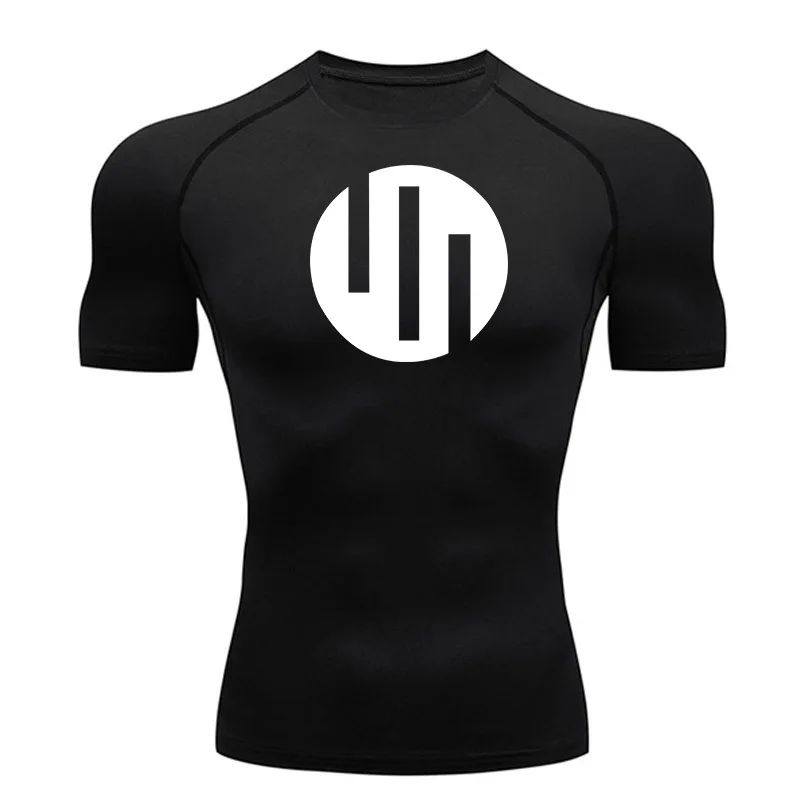 New Gym Short Sleeve Running T-Shirt Men's Compression Long Sleeve Shirt Sun Protection Quick Drying Sports Top Black Sportswear