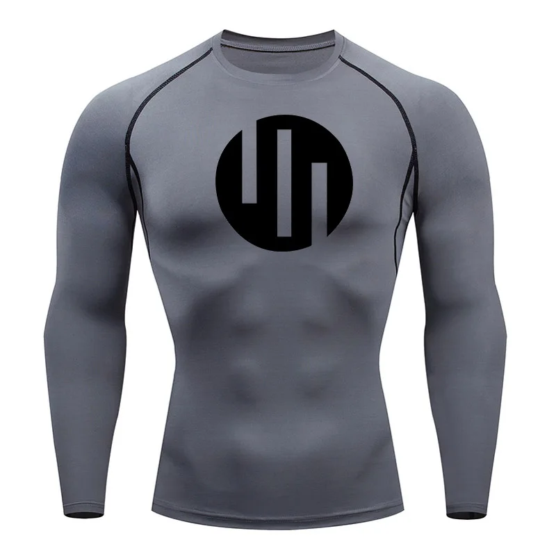 New Gym Short Sleeve Running T-Shirt Men's Compression Long Sleeve Shirt Sun Protection Quick Drying Sports Top Black Sportswear
