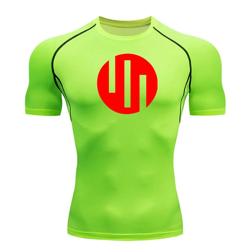 New Gym Short Sleeve Running T-Shirt Men's Compression Long Sleeve Shirt Sun Protection Quick Drying Sports Top Black Sportswear