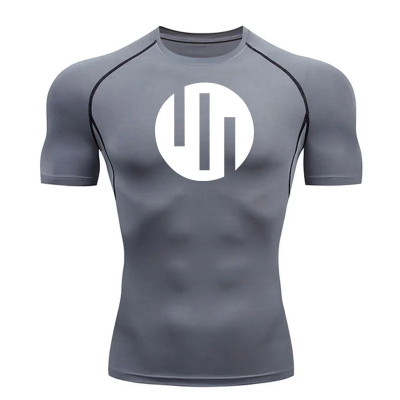 New Gym Short Sleeve Running T-Shirt Men's Compression Long Sleeve Shirt Sun Protection Quick Drying Sports Top Black Sportswear