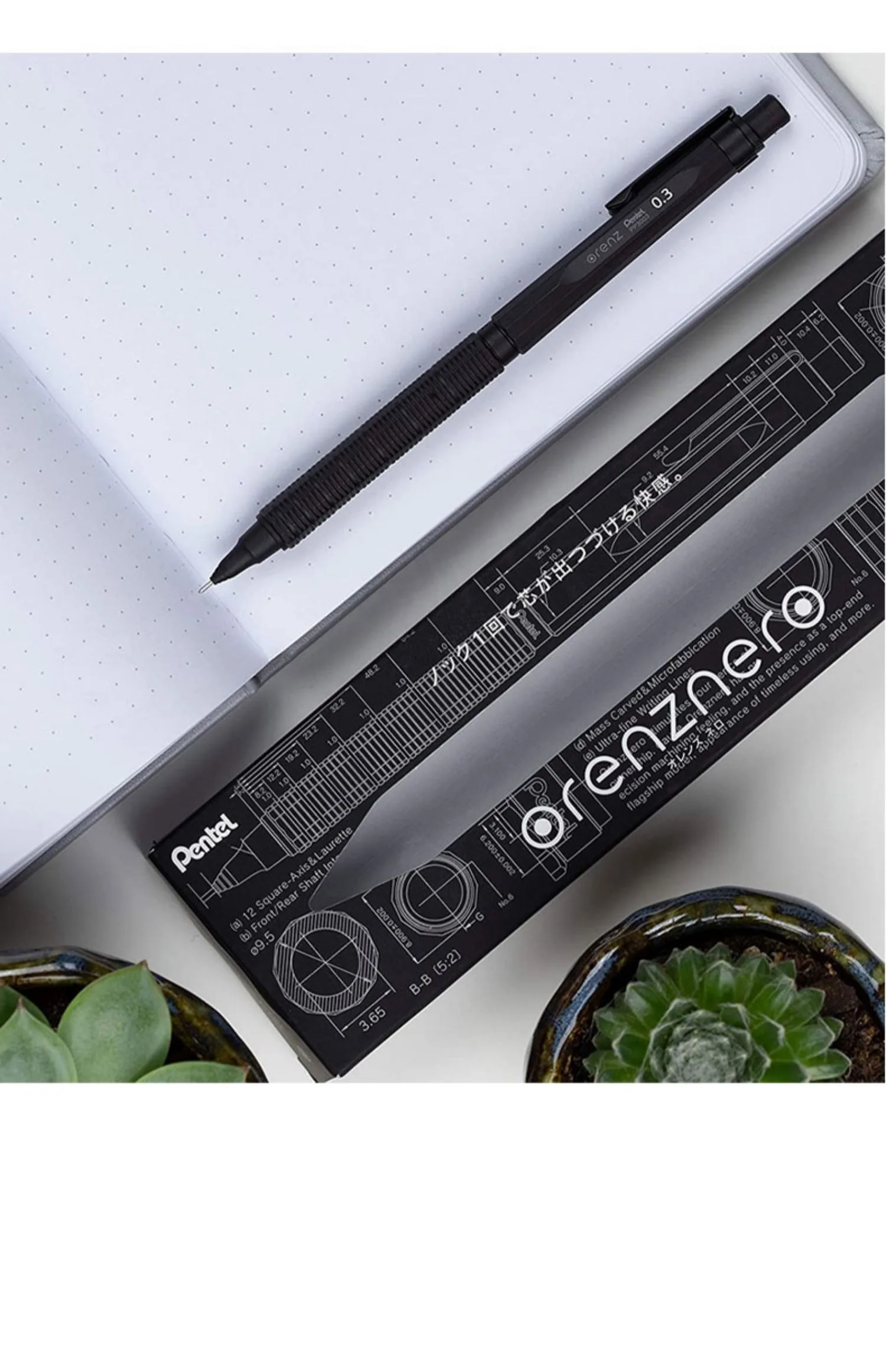 Pentel Orenznero Metal Automatic Pencil 0.5/0.3/0.2mm Continuous RefillTelescopic Tip Oreo lapiseira profissional art supplies