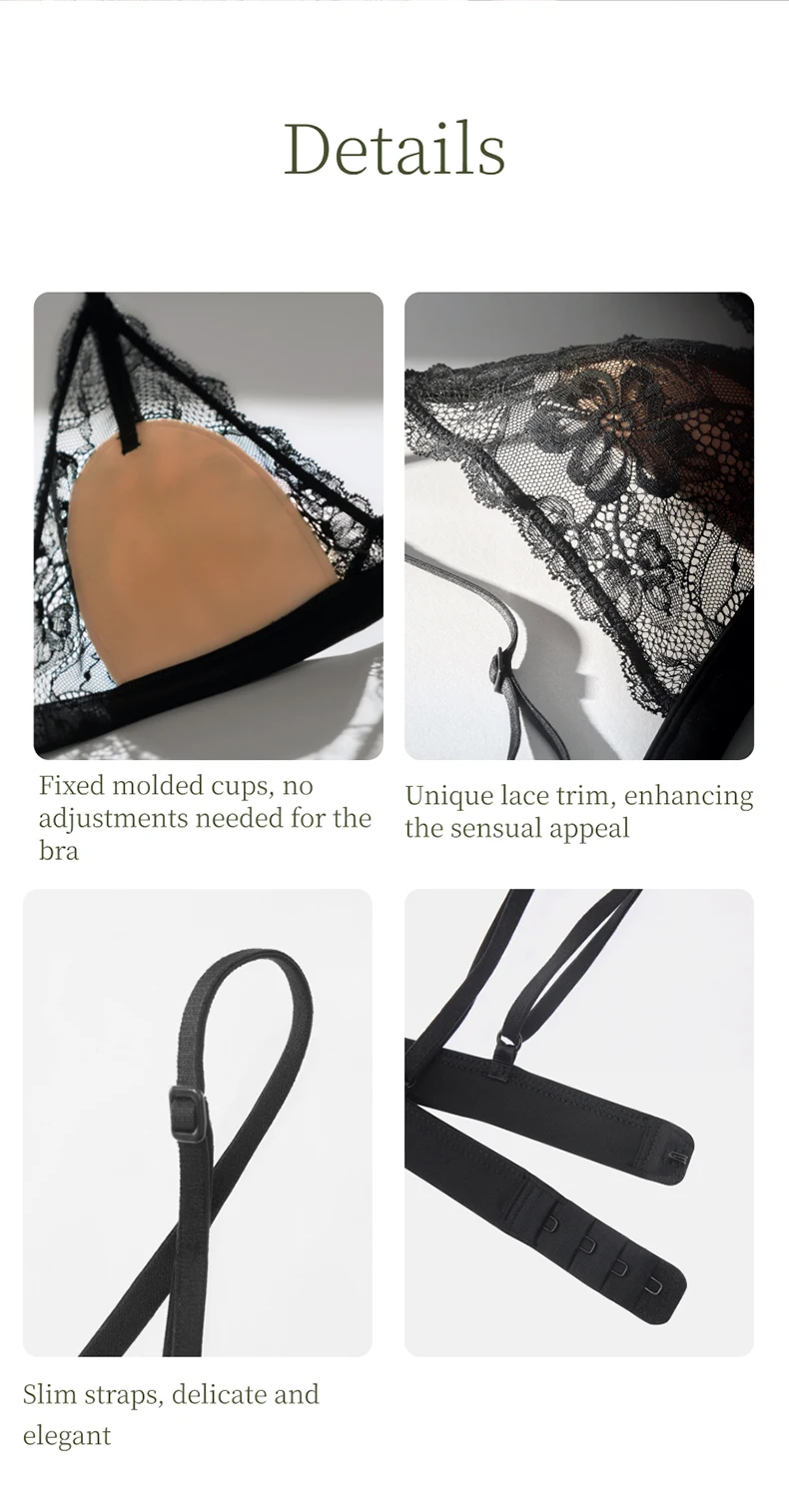 SUJIIN Summer Sexy Lingeries Women Lace Deep V Thin Backless Bra Lady French Plunge Breathable Triangle Cup Bras Female MX315