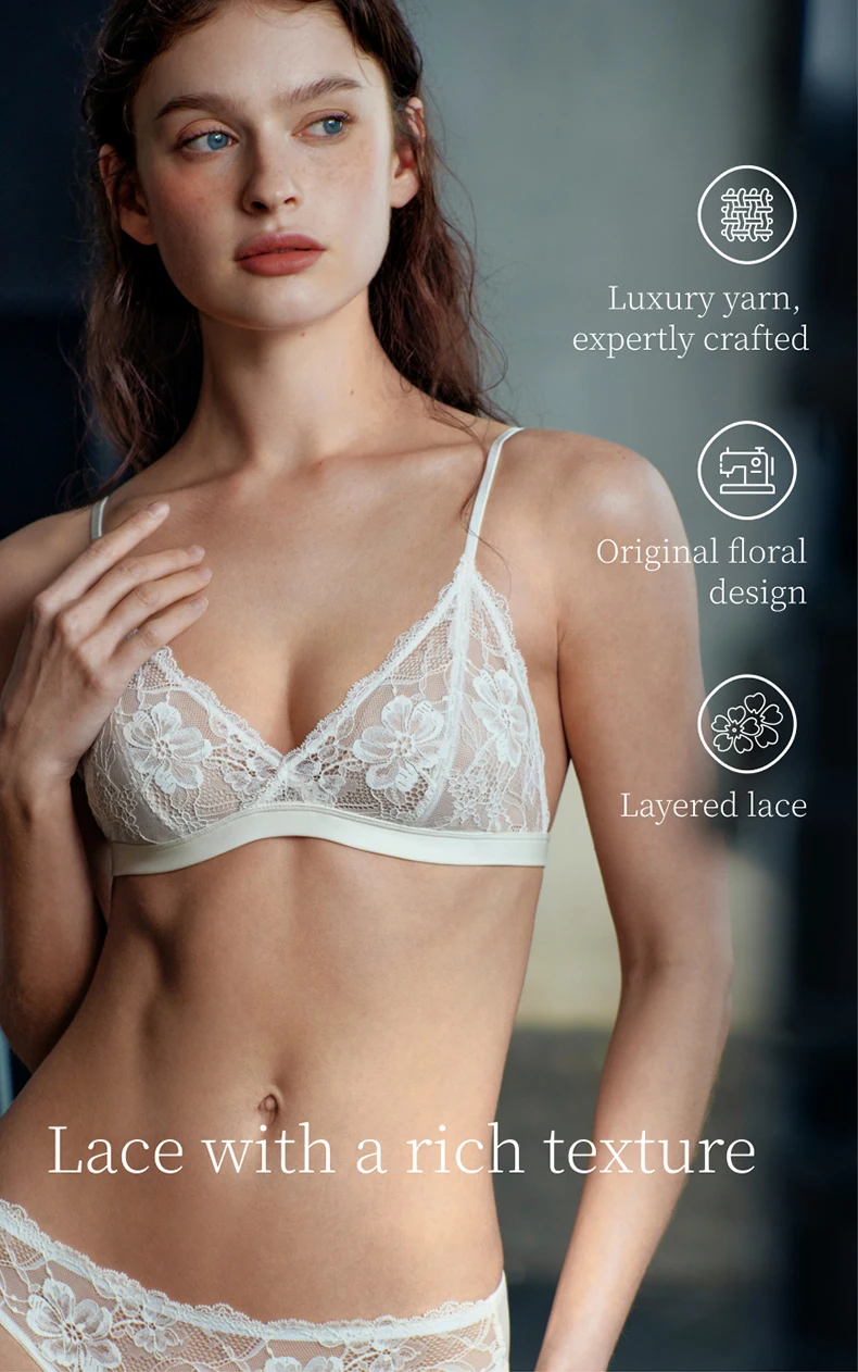 SUJIIN Summer Sexy Lingeries Women Lace Deep V Thin Backless Bra Lady French Plunge Breathable Triangle Cup Bras Female MX315