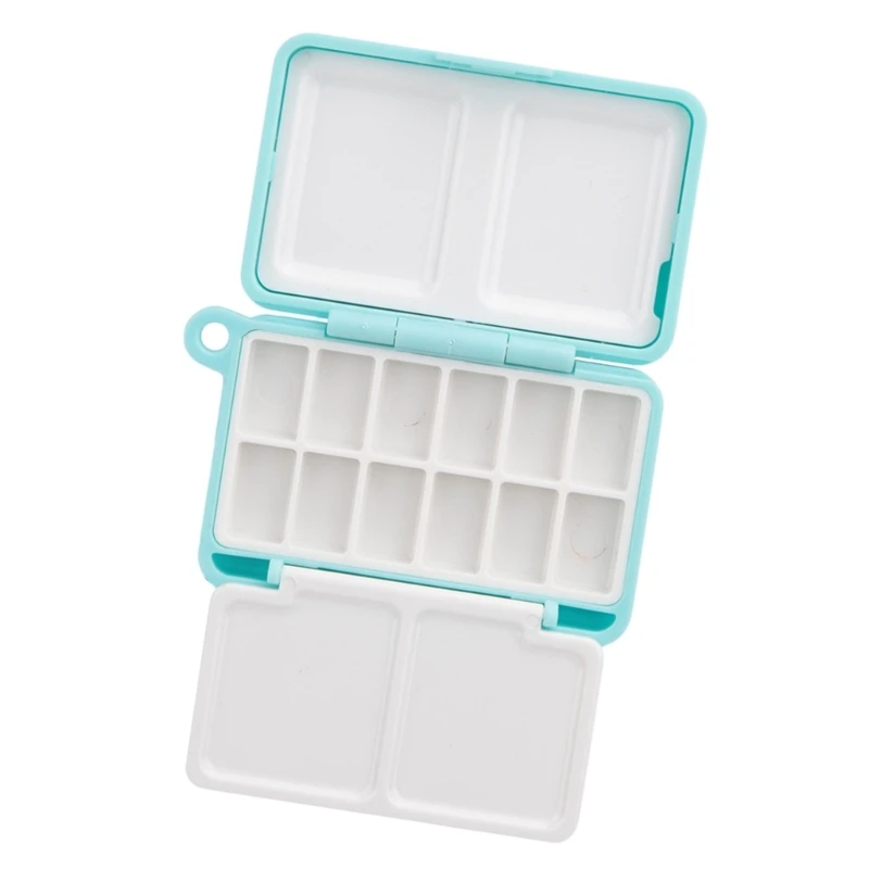 Portable Travel Watercolor Plastic Painting Box with Palette Half Pan Mini Paint Storage Case for Art Supplies
