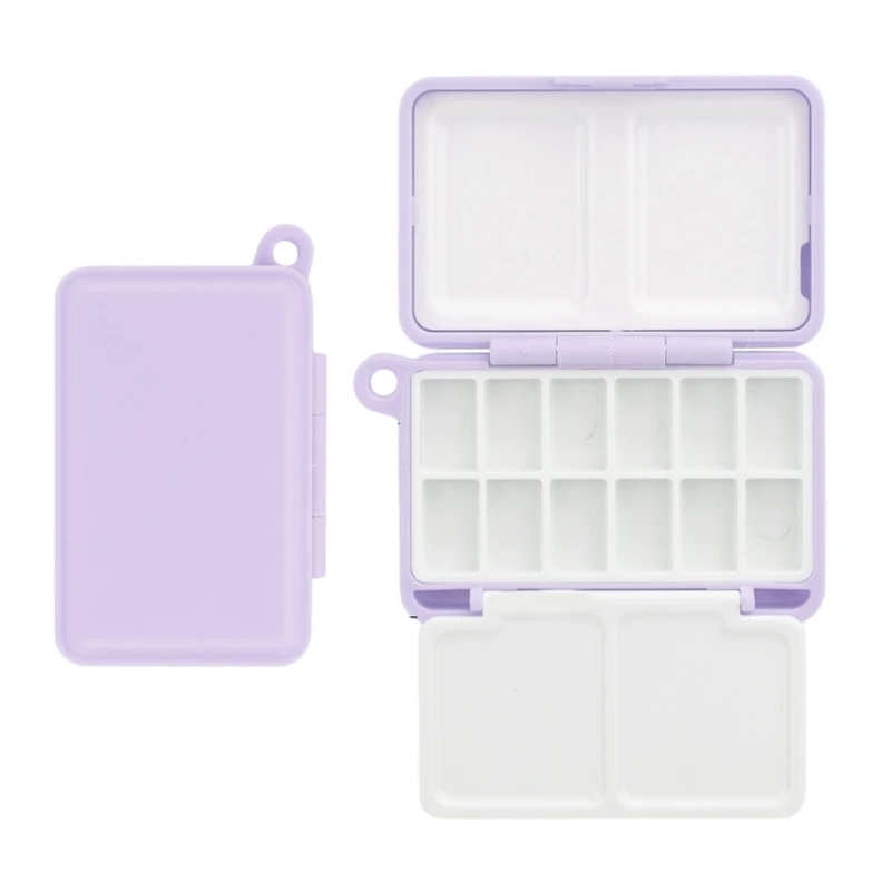 Portable Travel Watercolor Plastic Painting Box with Palette Half Pan Mini Paint Storage Case for Art Supplies