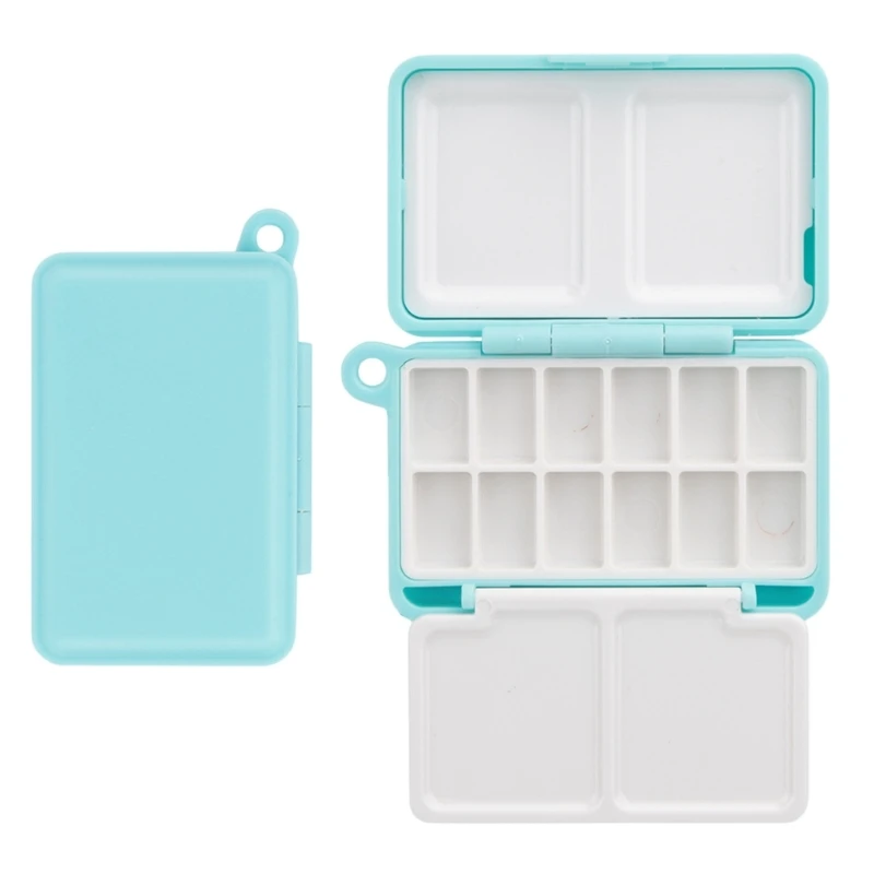 Portable Travel Watercolor Plastic Painting Box with Palette Half Pan Mini Paint Storage Case for Art Supplies