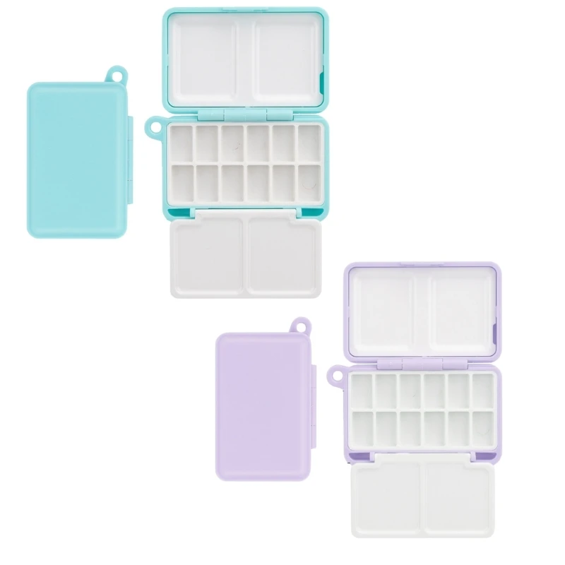 Portable Travel Watercolor Plastic Painting Box with Palette Half Pan Mini Paint Storage Case for Art Supplies