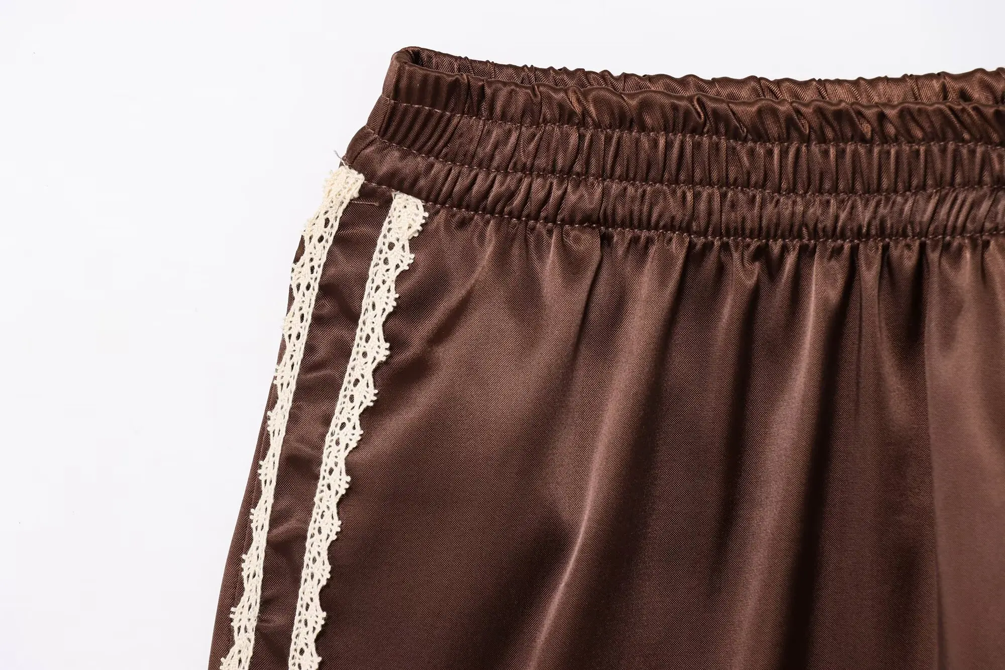 TFMLN Women New Summer Silk Lace Shorts Panties Imitation Ruffle Bloomers Anti Exposure Pants Lolita Satin Knickers Shorts Dress
