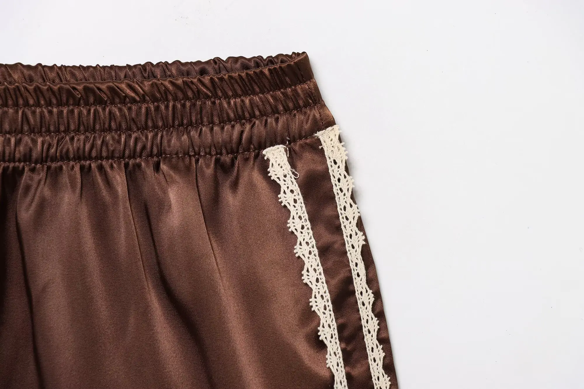TFMLN Women New Summer Silk Lace Shorts Panties Imitation Ruffle Bloomers Anti Exposure Pants Lolita Satin Knickers Shorts Dress