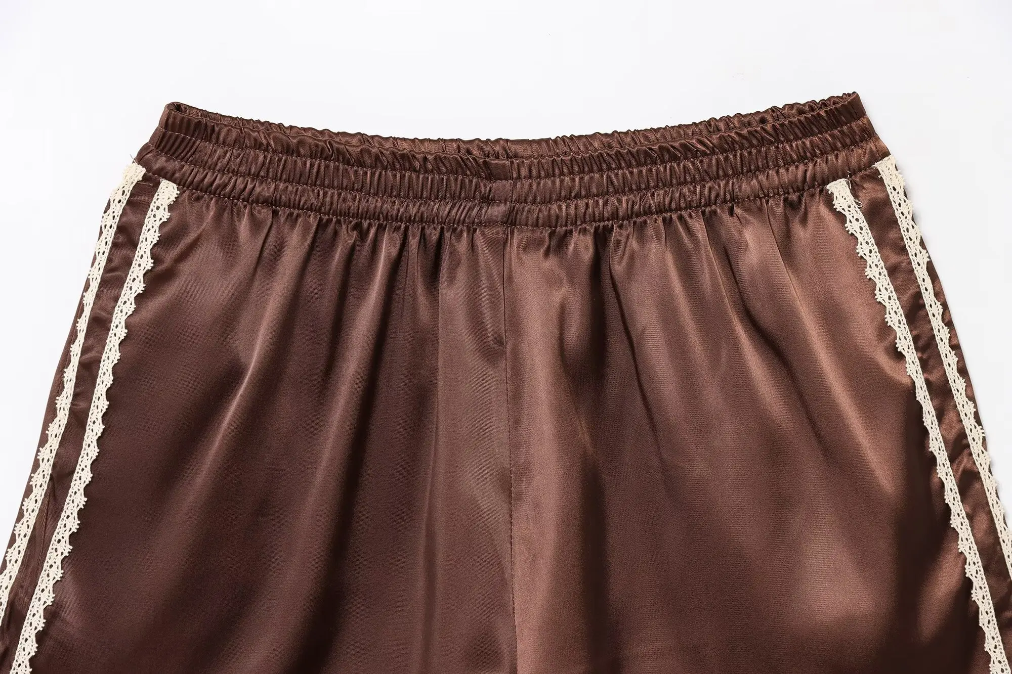 TFMLN Women New Summer Silk Lace Shorts Panties Imitation Ruffle Bloomers Anti Exposure Pants Lolita Satin Knickers Shorts Dress