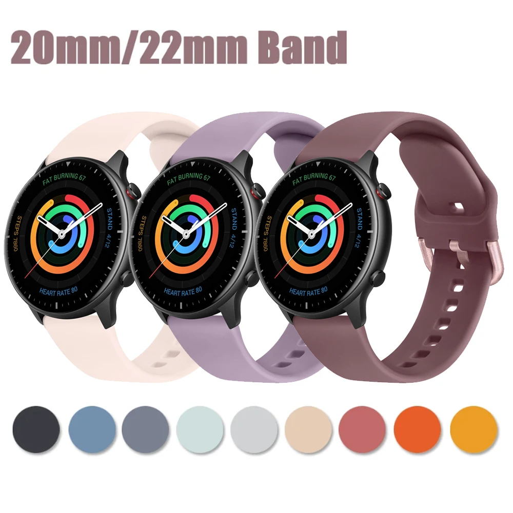 20mm 22mm Silicone Band For Garmin Venu 3 2 Plus Sq Sq2/Forerunner 265 255 M 245 645 158 165 55/Vivoactive 5 4 3 Sports Bracelet
