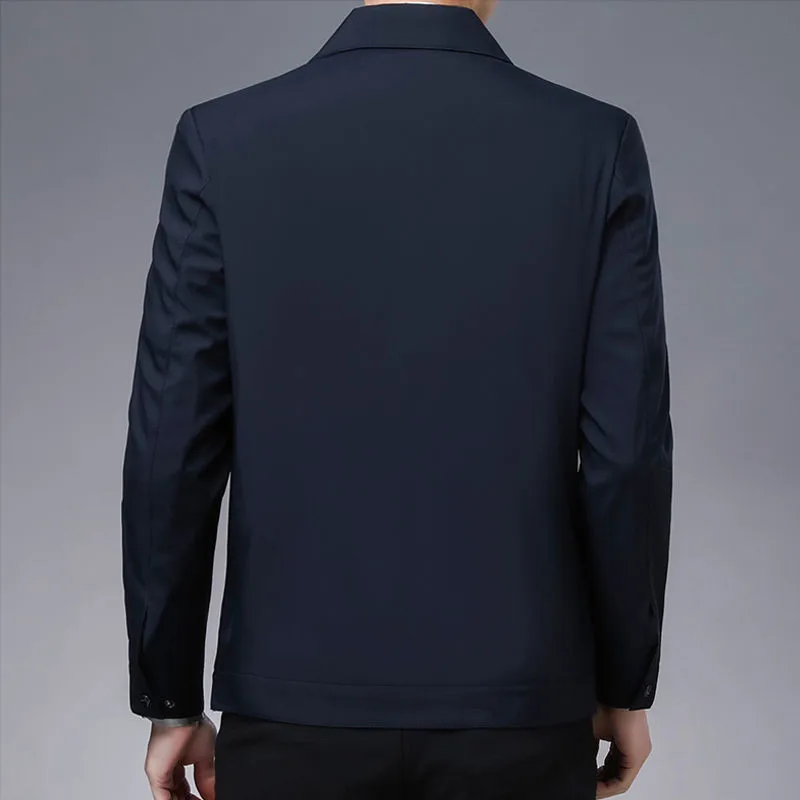 Spring Autumn Men's Jacket Thin Casual Business Jacket Men Office Dress Coat Man Social Jackets for Men Outerwear Black M-XXXL