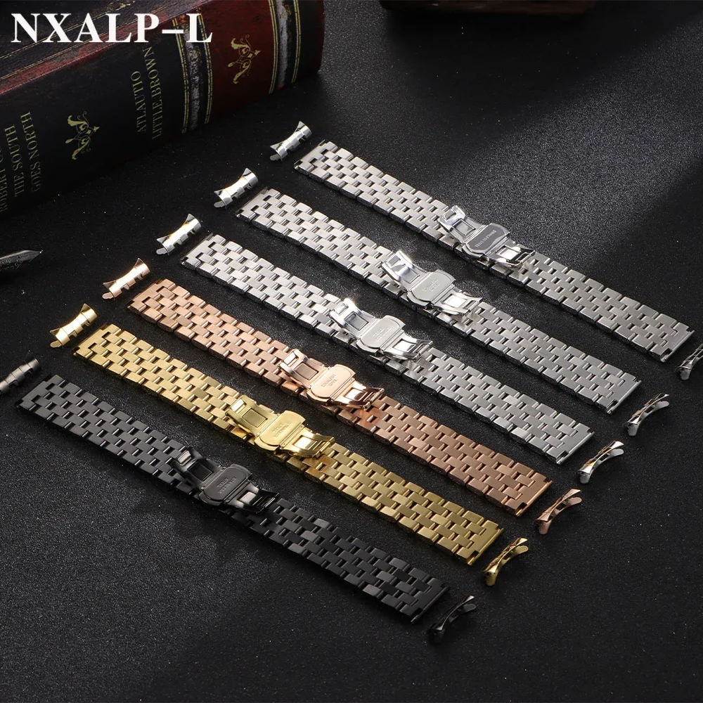 Solid Stainless Steel Strap 18mm 20mm 22mm Watch Band Curved/Flat End Wristband for Tissot for Longines for Seiko for Citizen