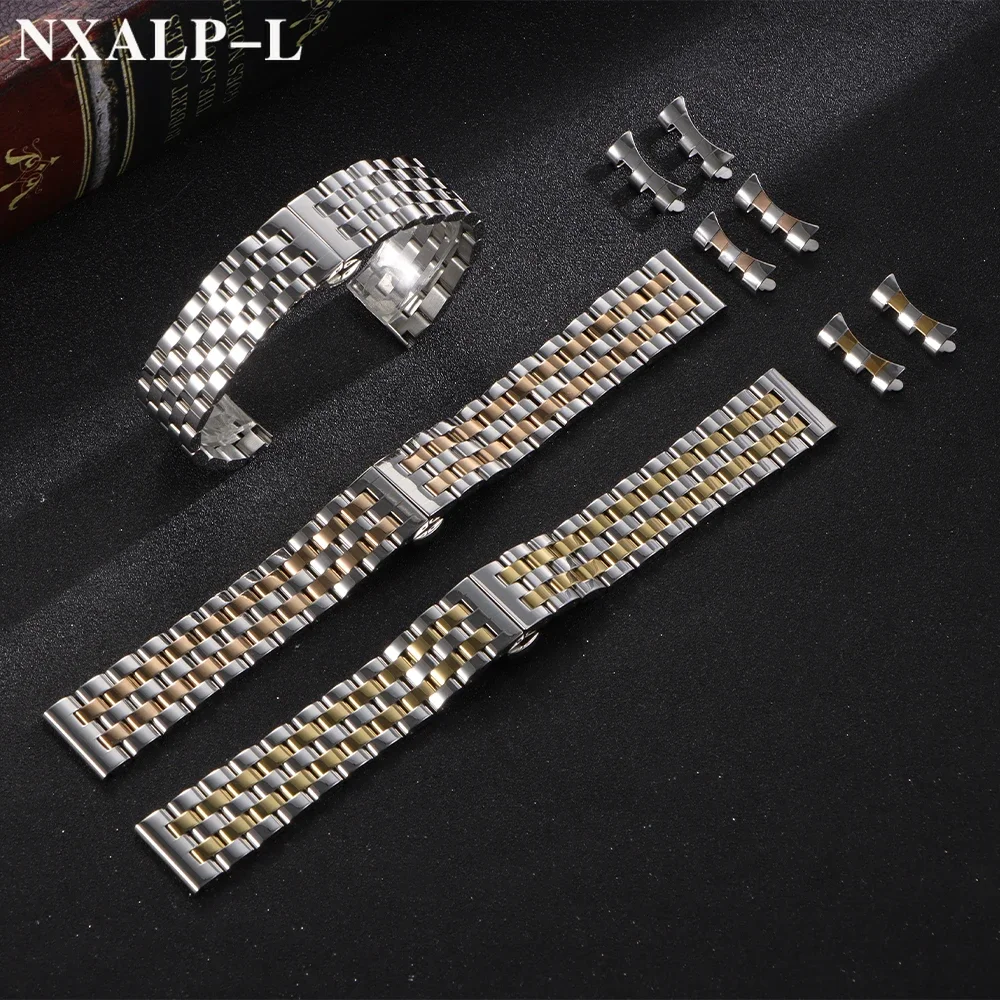 Solid Stainless Steel Strap 18mm 20mm 22mm Watch Band Curved/Flat End Wristband for Tissot for Longines for Seiko for Citizen
