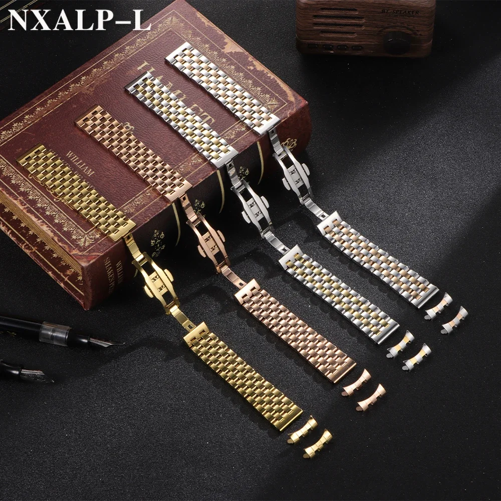 Solid Stainless Steel Strap 18mm 20mm 22mm Watch Band Curved/Flat End Wristband for Tissot for Longines for Seiko for Citizen